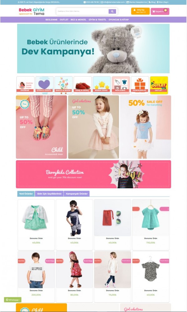 Opencart 3.x Bebek Giyim Tema Full Paket